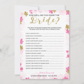 Invitation Connaissez-vous bien le jeu de la mariée nuptiale (Devant)