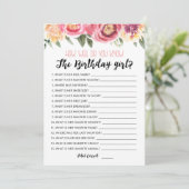 Invitation Connaissez-vous bien le jeu fille Anniversaire Car (Debout devant)