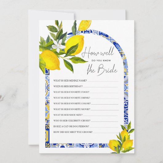 Invitation Connaissez-Vous Le Jeu De Fête des mariées Mariée (Devant)