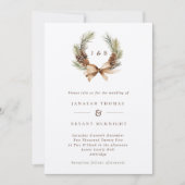 Invitation Conne de pin d'hiver et Mariage de monogramme de c (Devant)