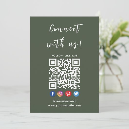 Invitation Connectez-Vous Avec Us Qr Code Social Media Dark G (Debout devant)