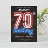 Invitation Connexion Neon Retro 70e anniversaire de fête Invi (Debout devant)