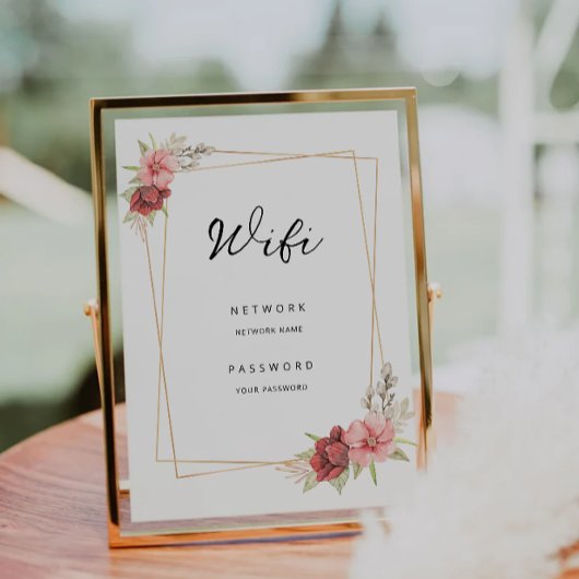 Invitation Connexion par mot de passe Wifi rose