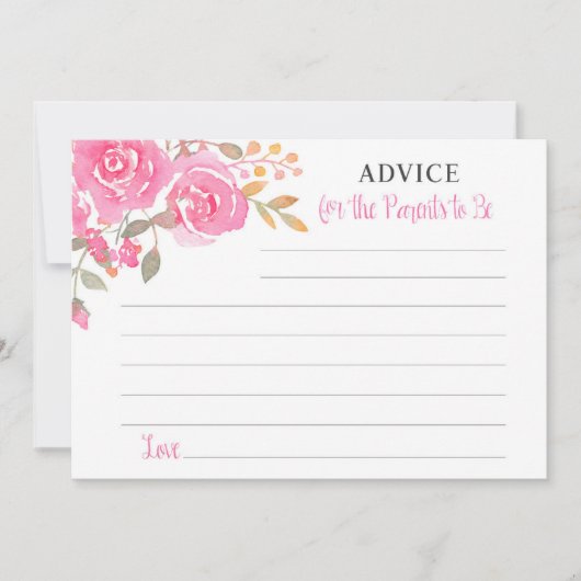 Invitation Conseil d'aquarelle rose pour les parents (Devant)