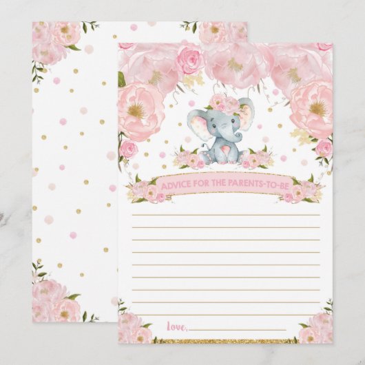 Invitation Conseil de Baby shower des éléphants pour les pare (Devant / Derrière)