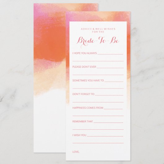 Invitation Conseil de Fête des mariées Aquarelle de corail ro (Devant / Derrière)