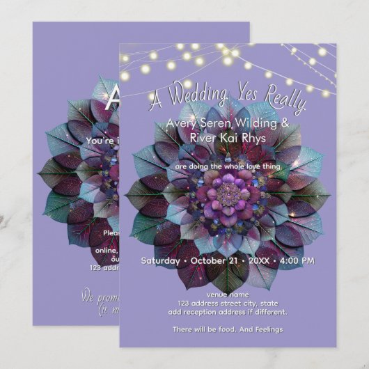 Invitation Conseil de feuilles | Mandala Art P&B (Devant / Derrière)