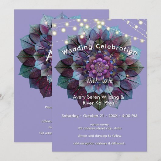 Invitation Conseil de feuilles | Mandala Art P&B (Devant / Derrière)
