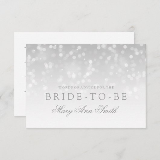 Invitation Conseil Fête des mariées Silver Bokeh Éclairage à  (Devant / Derrière)