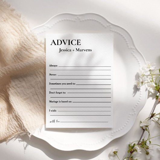 Invitation Conseil minimaliste pour la mariée