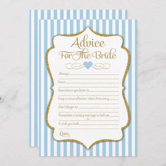 Invitation Conseil Pour La Fête des mariées Bride Light Blue  (Devant / Derrière)