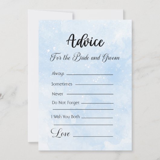 Invitation Conseil pour la mariée et la chambre bleu blanc ét (Devant)