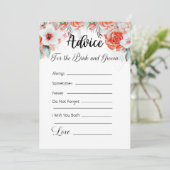 Invitation Conseil pour la mariée et la chambre Fleurs orange (Debout devant)