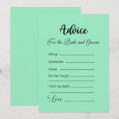 Invitation Conseil pour la mariée et la menthe verte de la pi (Devant / Derrière)