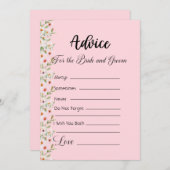 Invitation Conseil pour les Fleurs rose mariée et de chambre (Devant / Derrière)