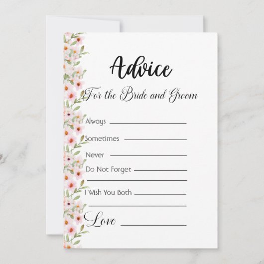 Invitation Conseil pour les Fleurs rose mariée et de chambre (Devant)