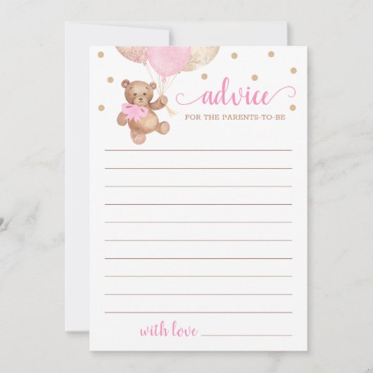 Invitation Conseil pour les parents Baby shower Teddy Bear (Devant)