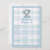 Invitation Conseil Pour Maman Cute Grey Ours Garçon Douche Je (Devant)