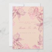 Invitation Conseil rose Gold Blush Rose Florale Fête des mari (Dos)