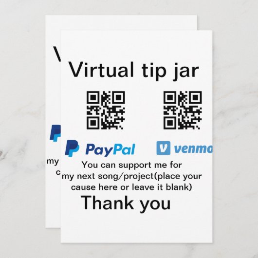 Invitation Conseil virtuel jar q r code argent don PayPal ven (Devant / Derrière)