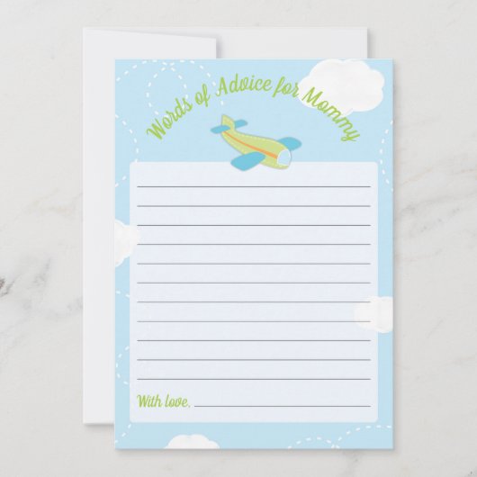 Invitation Conseils de Baby shower d'avion pour maman (Devant)