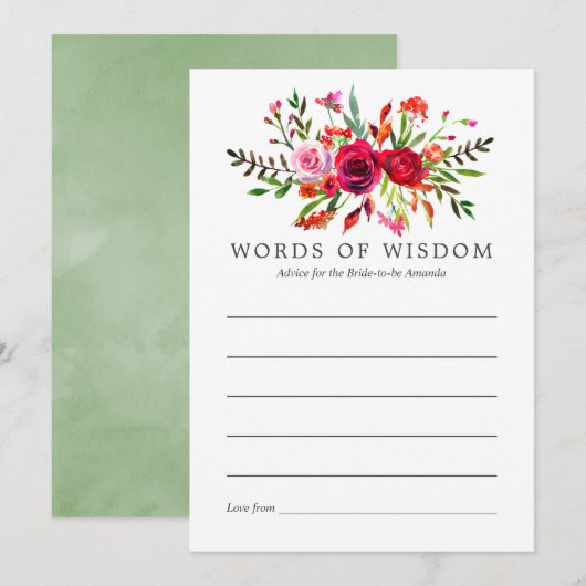 Invitation Conseils de fleurs pour douche de mariée d'automne (Devant / Derrière)