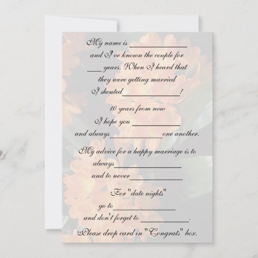 Invitation Conseils de mariage drôles et mignons pour la mari (Devant)