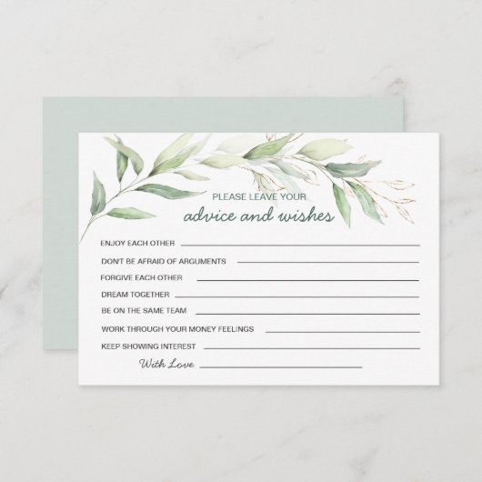 Invitation Conseils de verdure & Vœux pour les nouveaux M. et (Devant / Derrière)