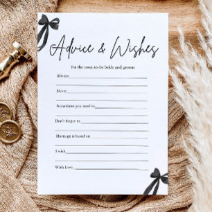 Invitation Conseils et vœux de ruban noir Jeu de baby shower