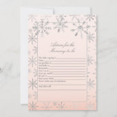 Invitation Conseils Pink Snowflake Pour Le Jeu Baby shower Ma (Devant)