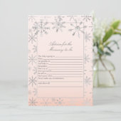Invitation Conseils Pink Snowflake Pour Le Jeu Baby shower Ma (Debout devant)