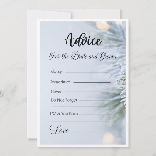 Invitation Conseils pour la mariée et la chambre Noël d'hiver (Devant)