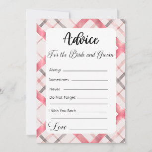 Invitation Conseils pour la mariée et la chambre rouge Plaid