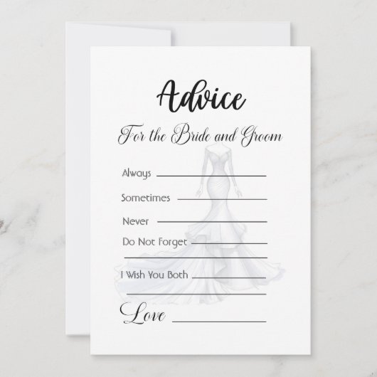 Invitation Conseils pour la robe de mariée des mariés (Devant)