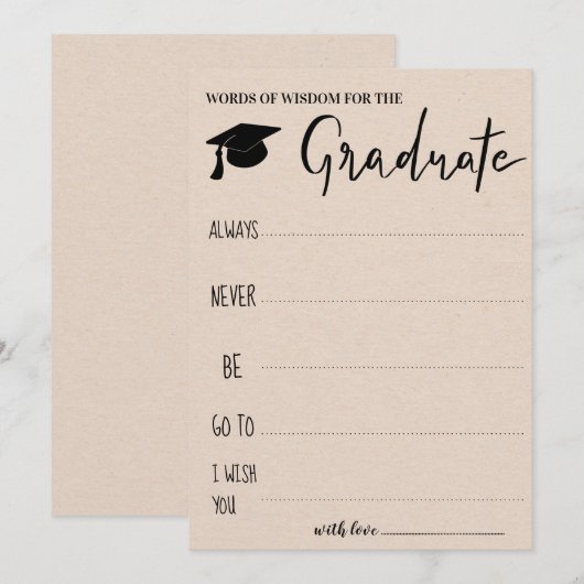 Invitation Conseils Pour Le Diplômé| Papier Kraft (Devant / Derrière)