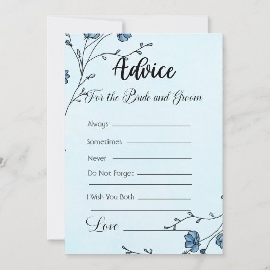 Invitation Conseils pour les fleurs bleues de la mariée et de (Devant)