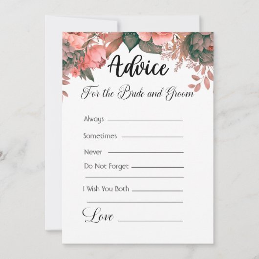 Invitation Conseils pour les mariés à fleurs vertes (Devant)