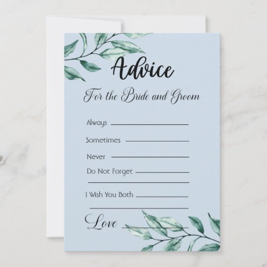 Invitation Conseils pour les mariés dans un décor de verdure (Devant)