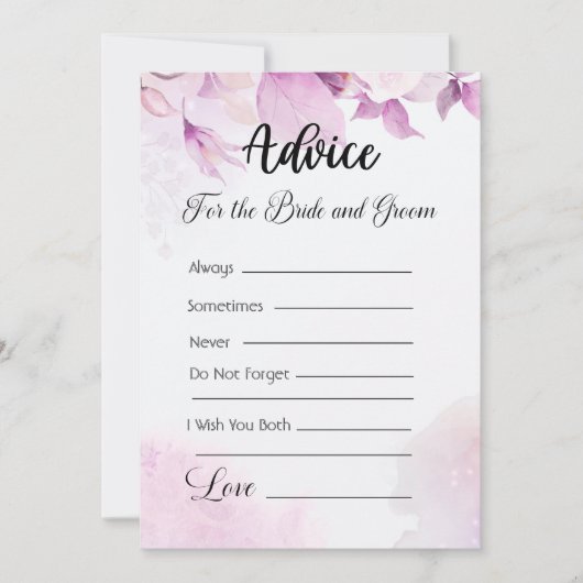 Invitation Conseils pour les mariés Fleurs rose Boho (Devant)