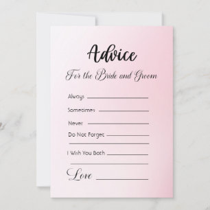 Invitation Conseils pour les mariés ombré rose