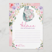 Invitation Conseils pour maman d'être rose violet éléphant ca (Devant / Derrière)