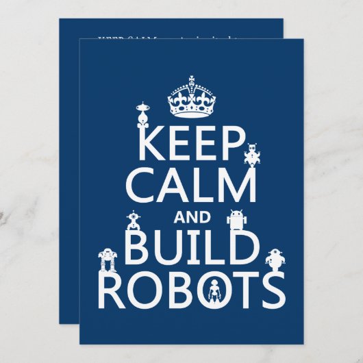 Invitation Conserver le calme et construire des robots (dans (Devant / Derrière)