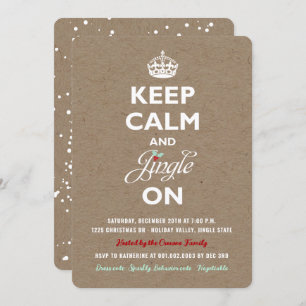 Invitation Conserver le calme et Jingle Rustic Holiday Invita