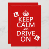 Invitation Conserver le calme et la conduite (apprenant) (Devant / Derrière)