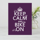 Invitation Conserver le calme et le vélo (couleur personnalis (Debout devant)
