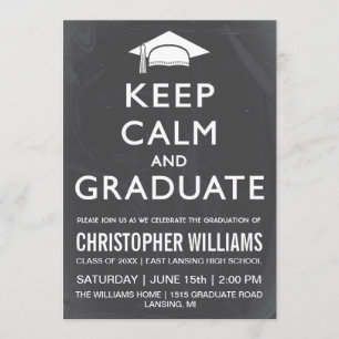 Invitation Conserver le calme et l'invitation des diplômés