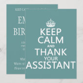 Invitation Conserver le calme et remercier votre assistant - (Devant / Derrière)