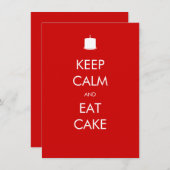 Invitation Conserver le calme manger le gâteau 40e anniversai (Devant / Derrière)