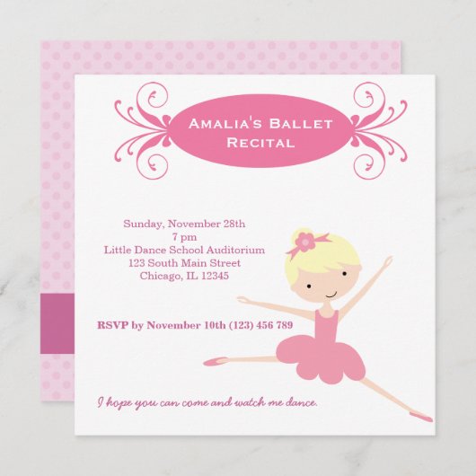 Invitation Considérant Ballet (Devant / Derrière)