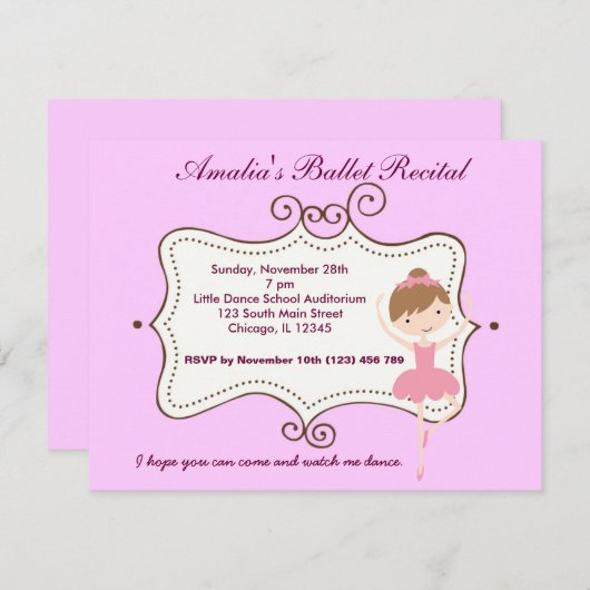 Invitation Considérant Ballet (Devant / Derrière)